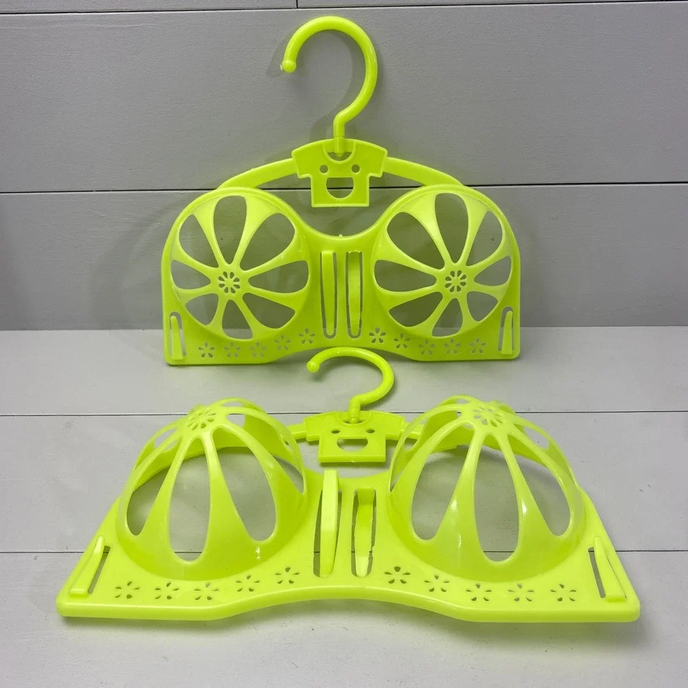 Unbranded Bra Drying Hanger Set 2 Neon Yellow Lingerie Shape Protector OS